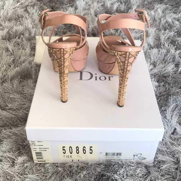 Dior Metal Cannage Peep Toe Heels - Picture 4 of 7